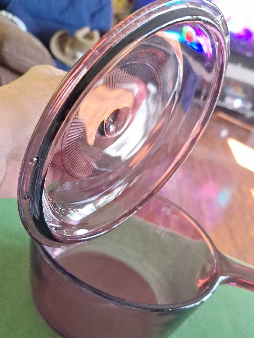 Vision Purple Glass Saucepan with Lid - Elegant Heat-Resistant Cookware